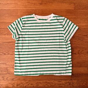 Green and White Striped tee